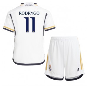 Real Madrid Rodrygo Goes #11 Dětské Domácí dres komplet 2023-24 Krátký Rukáv (+ trenýrky)